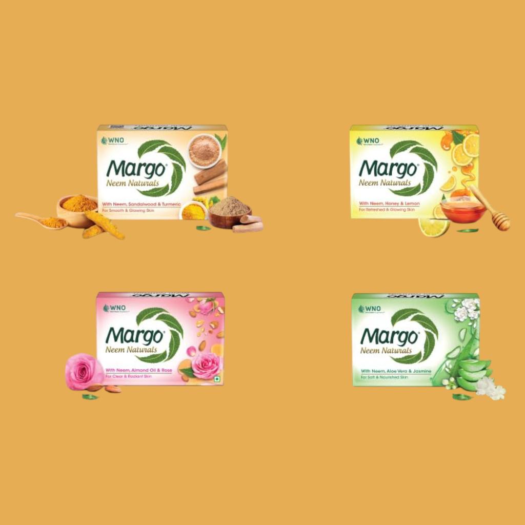 Margo Neem Naturals Soap With Sandalwood & Turmeric For Clear Smooth Skin 100gm X 5N Gentle Cleanser For Radiant Glow