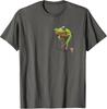 Playful Frog In Pocket Goblincore T-Shirt for Frog Enthusiasts - Size Small