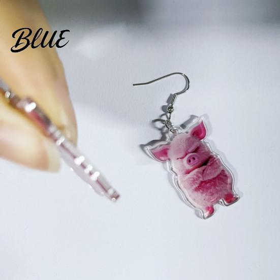 Charming Animal Jewelry Pink Pig Dangle Earrings 2D Acrylic Charm
