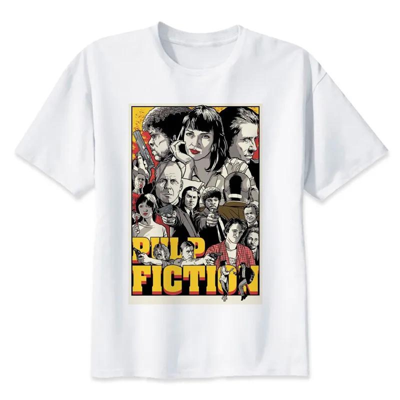Футболка pulp fiction мужская Миа Уоллес с принтом мужская с коротким рукавом белые футболки смешная мужская футболка