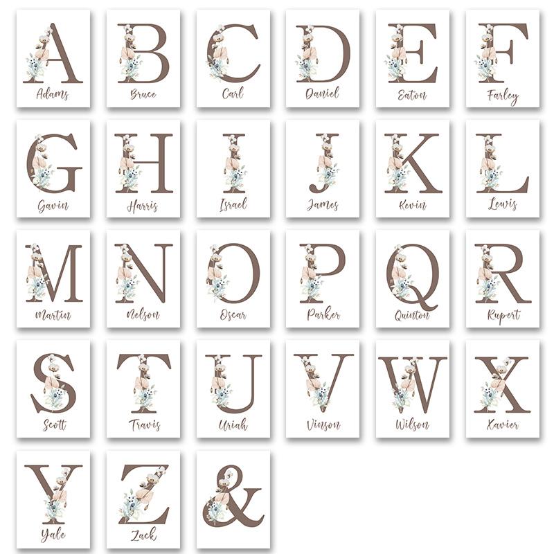 Personalized Poster Baby Name Custom Canvas Painting Print Lion Elephant Raccoon Rabbit Wall Art Decoration Kids Bedroom Picture