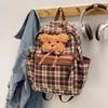 Vintage College Style Plaid Puppy Schoolbag 2025 Versatile Girls High-value College Students Class Backpack Backpack