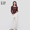 Gap Women's Embroidered Logo Slim-Fit Round Neck Knit Top
