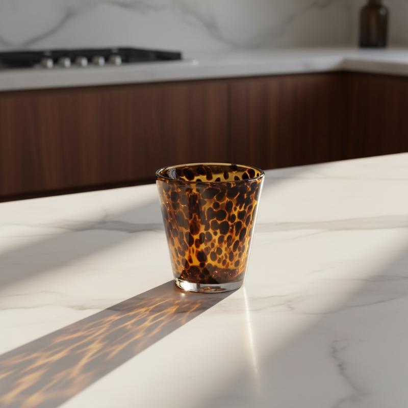Creative Leopard Print Glass Cup Brown Tortoise High End Retro Water Mug for Cafe Bar Household