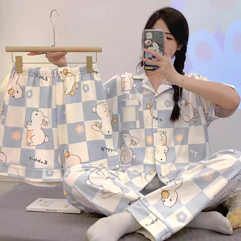 Женский трехсекционный пижамный комплект с коротким рукавом, высокое качество, с кардиганом, идеально подходит для весны и осени