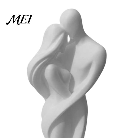 Polished Corner Sculpture Abstract Human Body Statue, Female Figurine Embracing Love Sculpture, 3D One-Piece Molding Seamless Splicing Art Statue