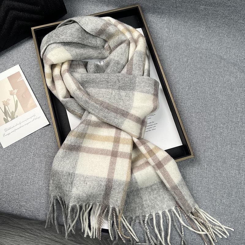 2024 Women's Winter British Style Scarf: 100% Pure Australian Wool, High-End & Warm