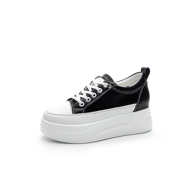 Little White Shoes Women's Thick Soles Increase In Height, Small People Show Long Legs, New Models 8 Casual Shoes, Genuine Leather Single Shoes