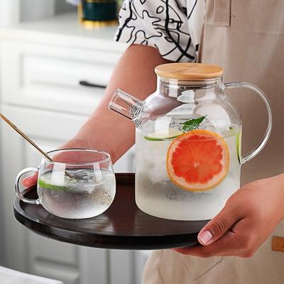 Стеклянный кувшин для воды 1/1,8 л с крышкой, высокоборосиликатное стекло, чайник для холодной воды, термостойкий, большой емкости, кувшин для холодного чая и сока
