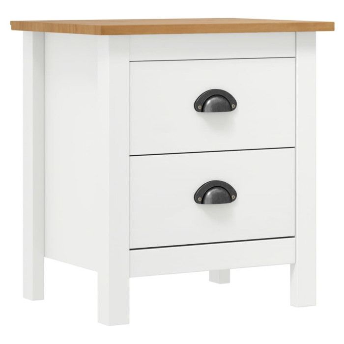 VidaXL 2x Solid Pine Bedside Tables Nightstand Bedside Cabinet with 2 Drawers Storage Bedroom Home 288910