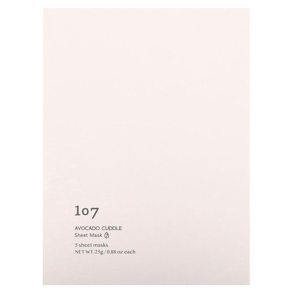 107 Beauty, Avocado Curd, Beauty Sheet Mask, 5 Sheet Masks, 25G(0.88Oz) Each