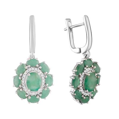 Серебряные серьги с натуральным изумрудом 1.45ct (2106708)