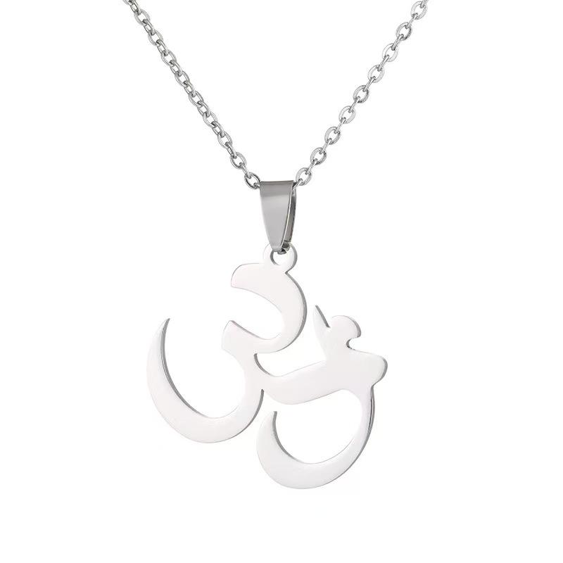 Silver OM Buddha Element Necklace: Stainless Steel Yoga Protection Jewelry for Women