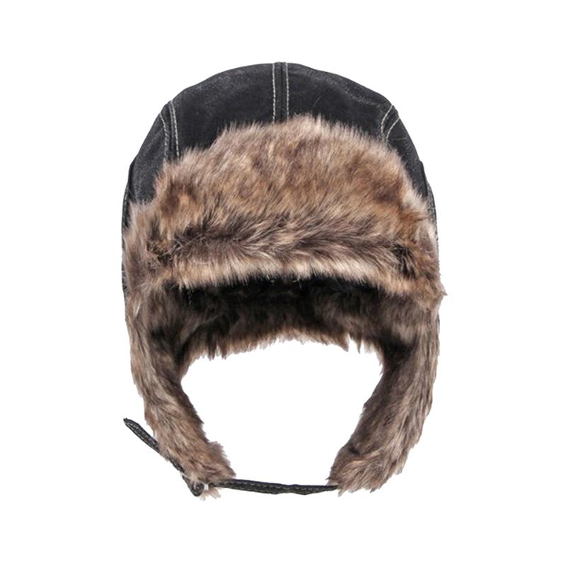 1Pc Men Women'S Pilot Aviator Bomber Trapper Hat Faux Fur Leather Snow Cap With Ear Flaps Pilot Winter Bomber Hat Ushanka Hat