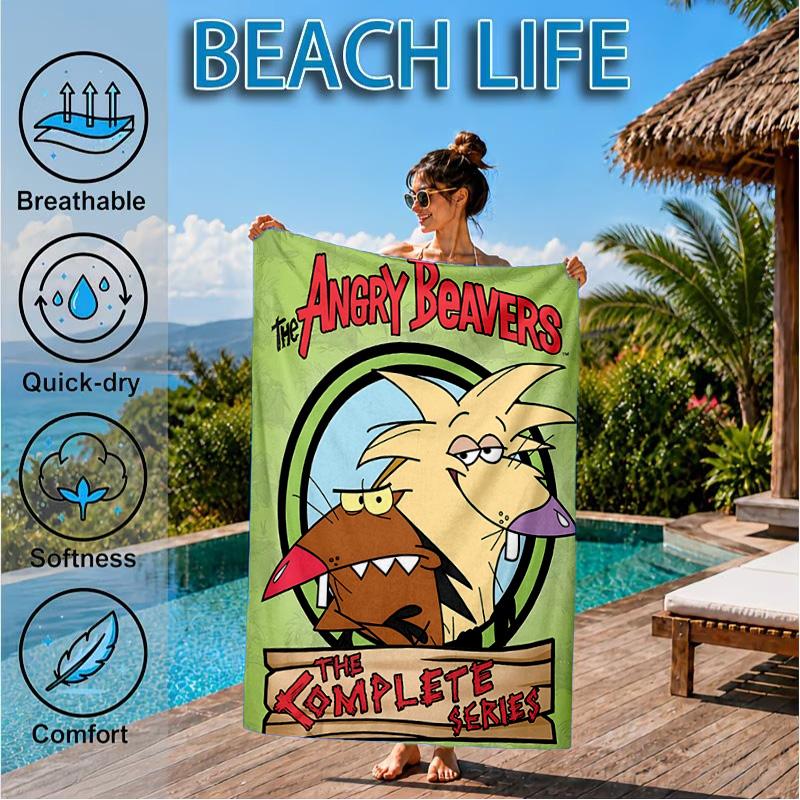 Angry Beavers Adventure Beach Towel, Microfiber Beach Towel, Perfect For Pool, Beach, Travel, Home Decor Beach Party Fan gifts