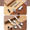 Compact Portable Cutleries Set Reusable Rust-proof Folding Tablewares with Storage Box Multi-functional