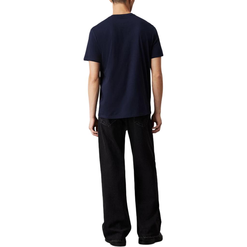 Calvin Klein Удобная повседневная футболка с круглым вырезом и коротким рукавом с буквенным принтом, мужские топы, темно-сапфировый цвет 00040EM286-CEF