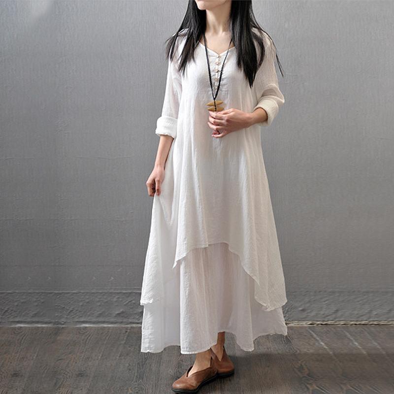 Элегантное винтажное свободное платье с V-образным вырезом из двух частей, женское модное дизайнерское однотонное платье с длинным рукавом и оборками, женская шикарная тонкая нестандартная одежда