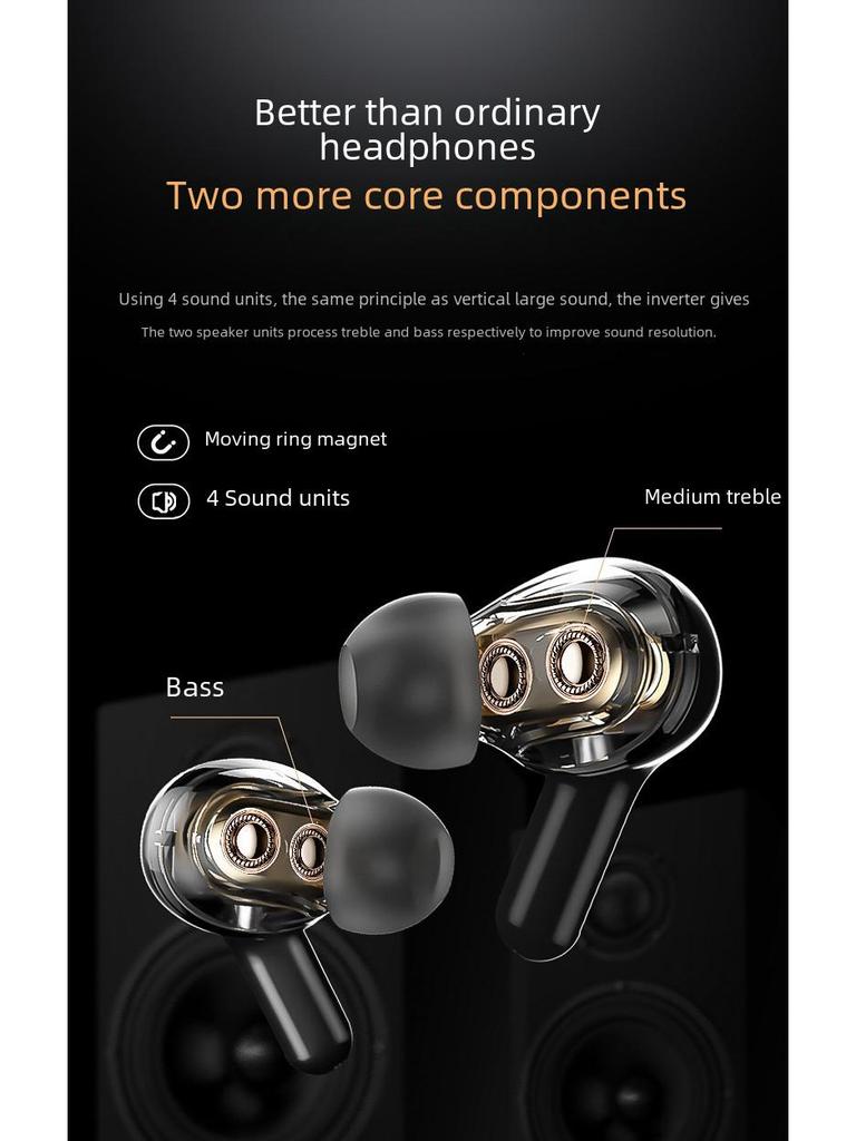 T22 TWS Bluetooth Headset: Dual Dynamic Coils, Four Speakers, Display Screen, Heavy Bass Sound