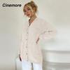 Cinemore Весенне-осенний женский свитер однотонный свободный повседневный открытый карман теплый базовый топ с длинными рукавами и круглым вырезом трикотажная карточка