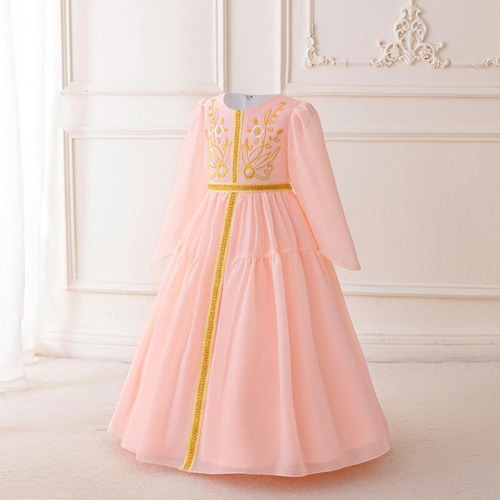 Платье для девочек из Саудовской Аравии, мусульманский элегантный шифоновый халат с вышивкой, платье, банкет, детское платье