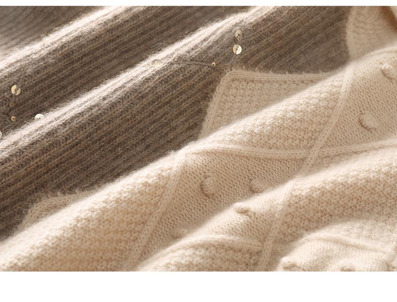 Thick Cashmere Half-High Collar Irregular Knit Loose Sweater