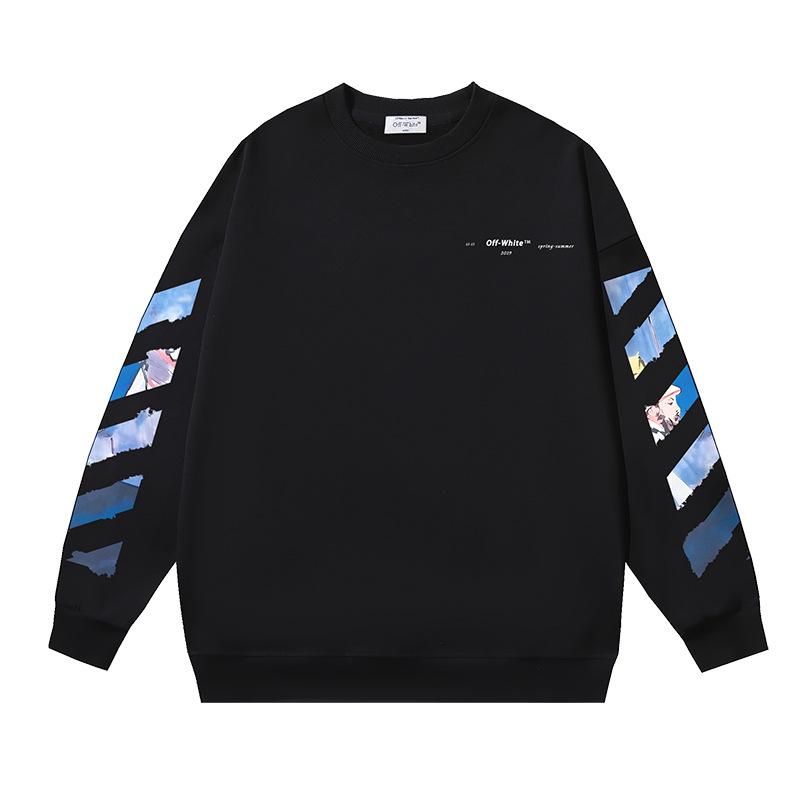 1086 Off-White 2026 Autumn and Winter New OW Monet Oil Painting Arrow Print Men's and Women's Round Neck Hoodie