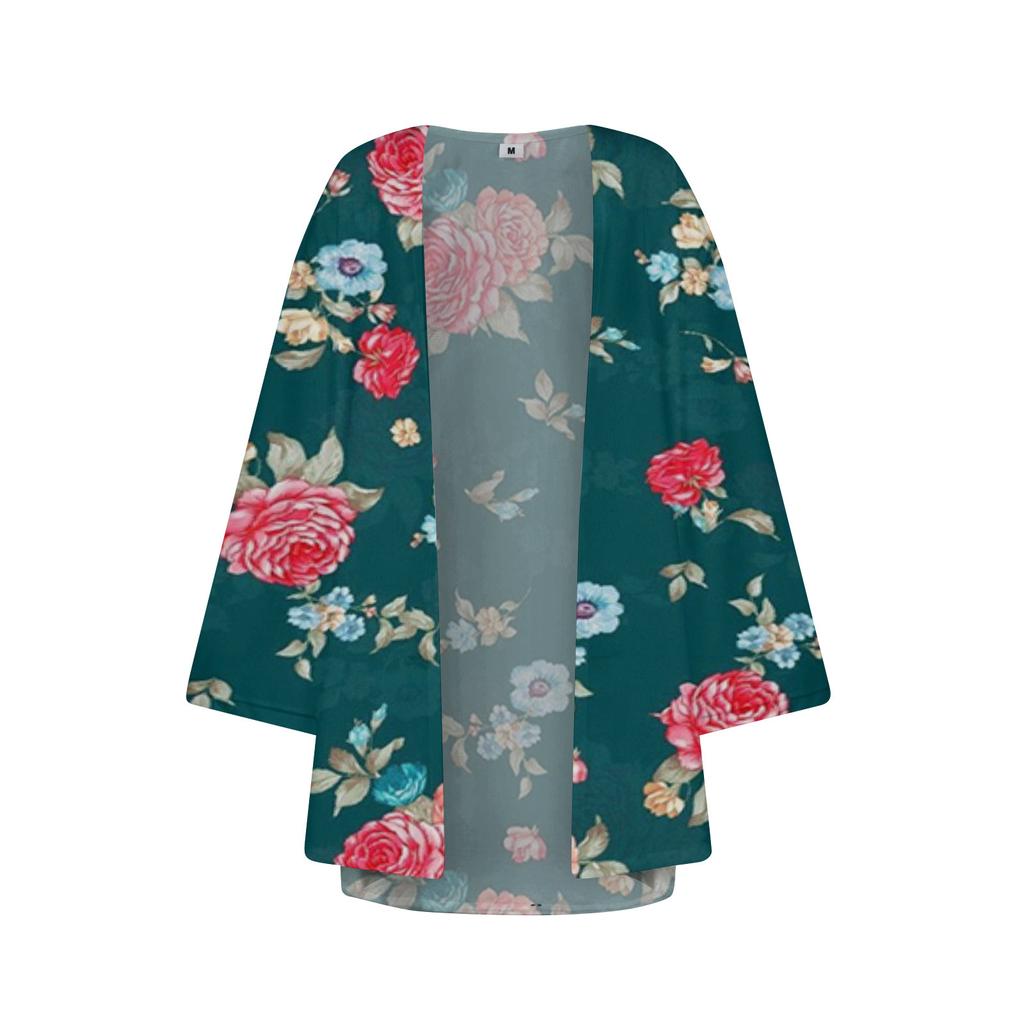 Women's Fashion Printed Seven-Part Sleeve Cardigan Loose Blouse Casual Blouse Top