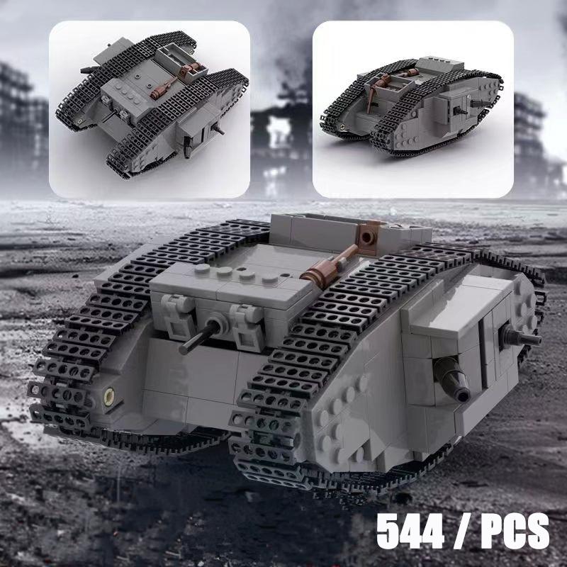 Горячий немецкий военный боевой танк A7V времен Первой мировой войны, набор строительных блоков, боевые танки MK IV времен Второй мировой войны, солдатская техника, кирпичи, армейские детские игрушки, подарки