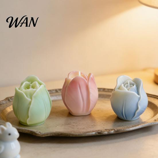 Rose Silicone Mold Tulip Flower Mold, 3D Floral Candle Making for Soap Fondant Chocolate Wax Resin Craft, Baking Cake Decorating Small Molds Set