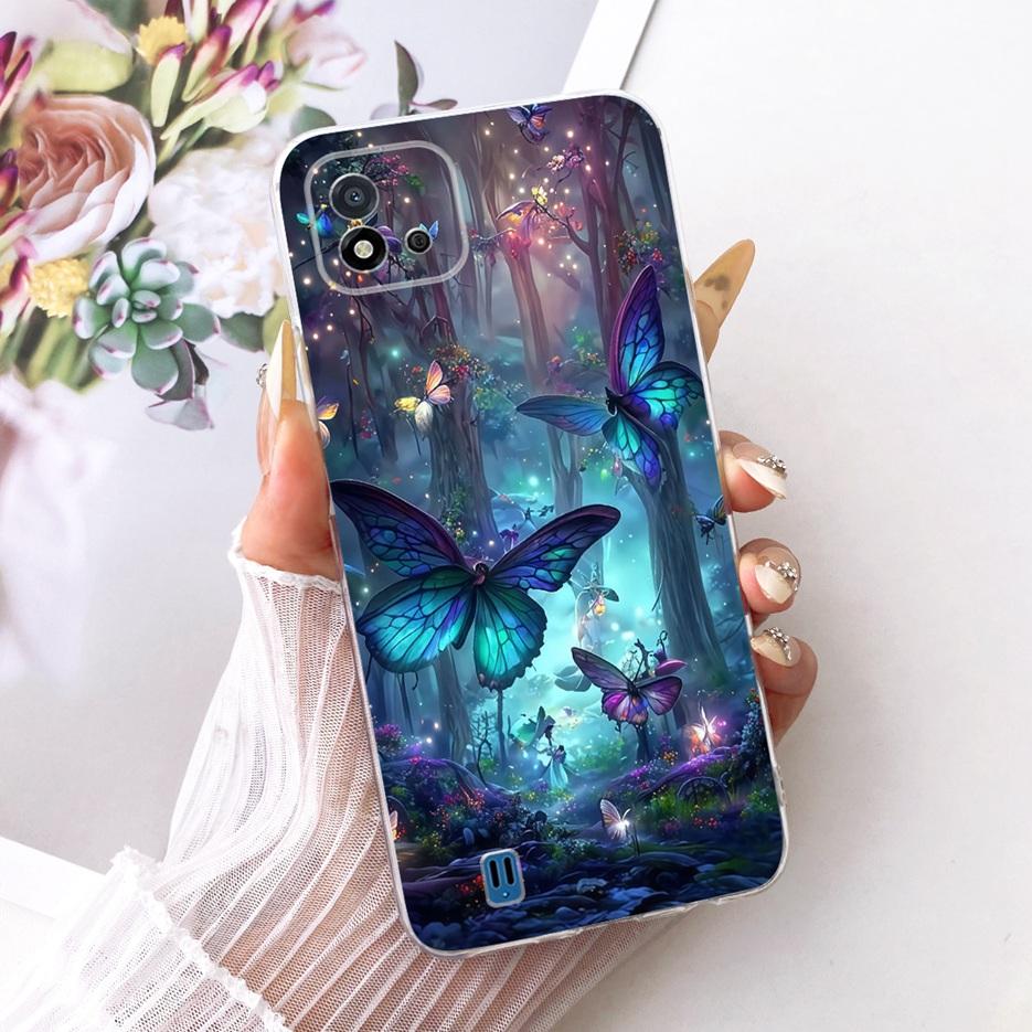 Чехол для Realme C11 2021 RMX3231 Цветы Расписной Чехол Мягкий Силиконовый Чехол для Телефона Для Realme C20 C 11 RealmeC11 2021 Сумки