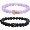 UEUC King&Queen Crown Distance Couple Bracelets His and Her Friendship 8mm Beads Bracelet