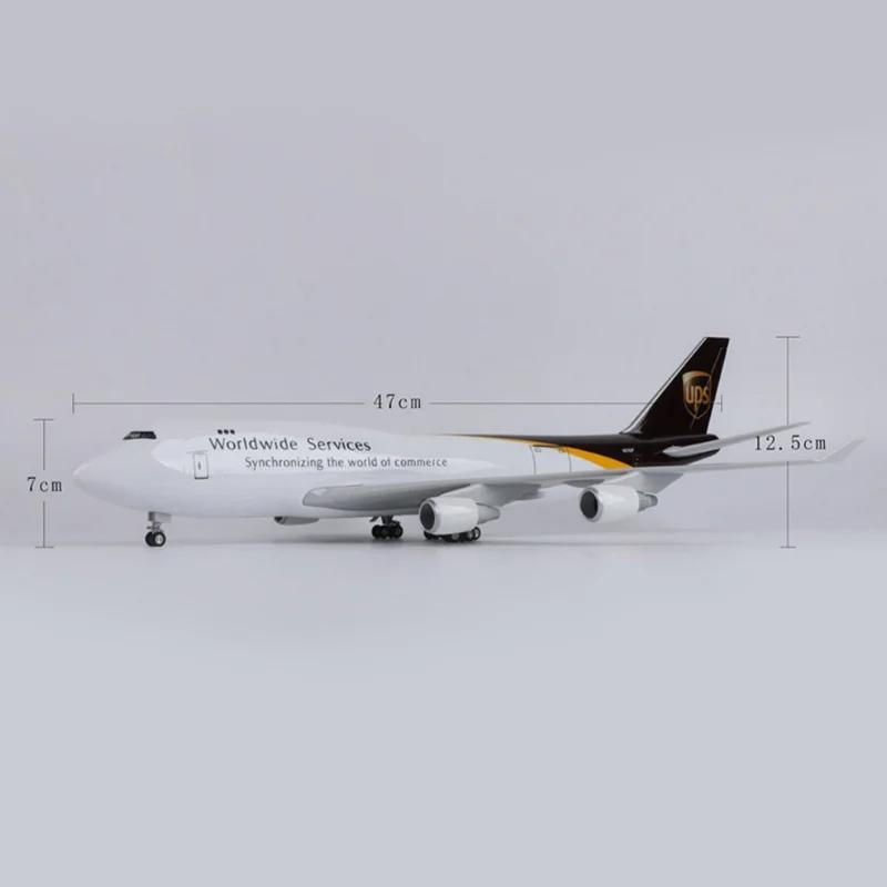 Модель самолета B747 UPS в масштабе 1/150, гражданская авиация, грузовой, смола, литой под давлением, самолеты со светом и колесами для коллекции, для показа