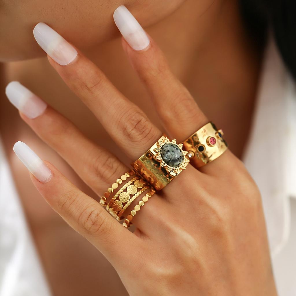 3Pcs Colorful Zircon Crystal Wide Rings Set for Men Women Vintage Metal Elegant Inlaid Rhinestone Finger Rings Jewelry Gifts