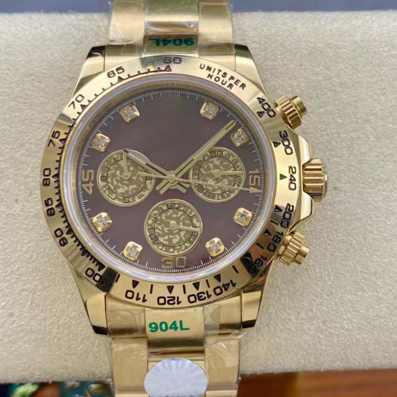 Мужские автоматические механические часы Rolex Daytona 40 мм, многофункциональные, с инкрустацией бриллиантами.