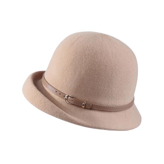 Шляпа-котелок в британском стиле, шерстяная повседневная шляпа с подвернутыми полями, ремешок из искусственной кожи, женская осенне-зимняя городская шляпа