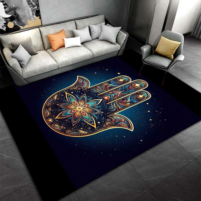 "Decorative Carpet with Colorful Mandala Hand Design and Starry Theme" Suitable for use as an anti-slip for living room bedroom sofas