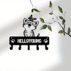 Cute Metal Cat with Butterfly Memorial Marker Hook: Durable Wall-Mount Decor, Iron Art Hook Ideal for Coats, Keys, and Stylish