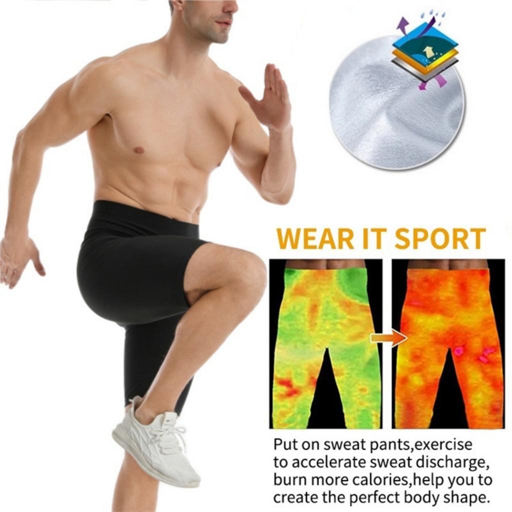 Мужские шорты для пота в сауне, горячие термолеггинсы, шорты для контроля живота, шорты для тренажерного зала и фитнеса, корректирующее белье, костюм для сауны, формирователь тела, нижнее белье для похудения