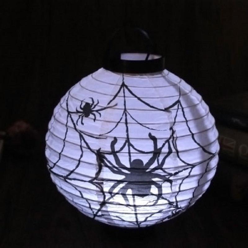 Versatile Led Paper Pumpkin Lantern Featuring Spider And Bat For Festive Halloween Atmosphere