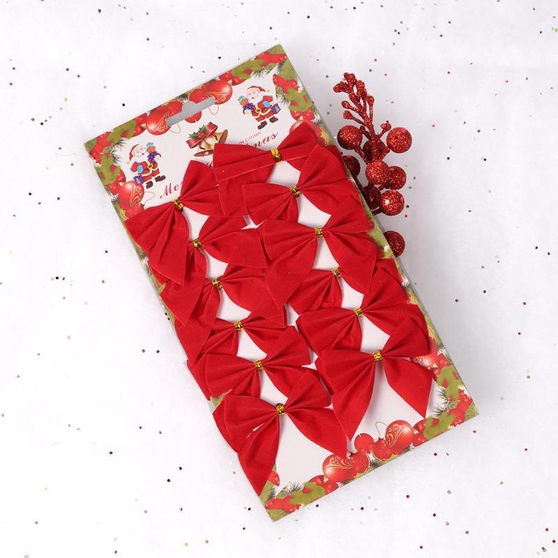 12/24 шт., бант, рождественская елка, домашний рождественский бант, вечерние украшения для рождественской елки, красный бант, украшения, рождественский декор, фестиваль, вечеринка, садовый орнамент, декор