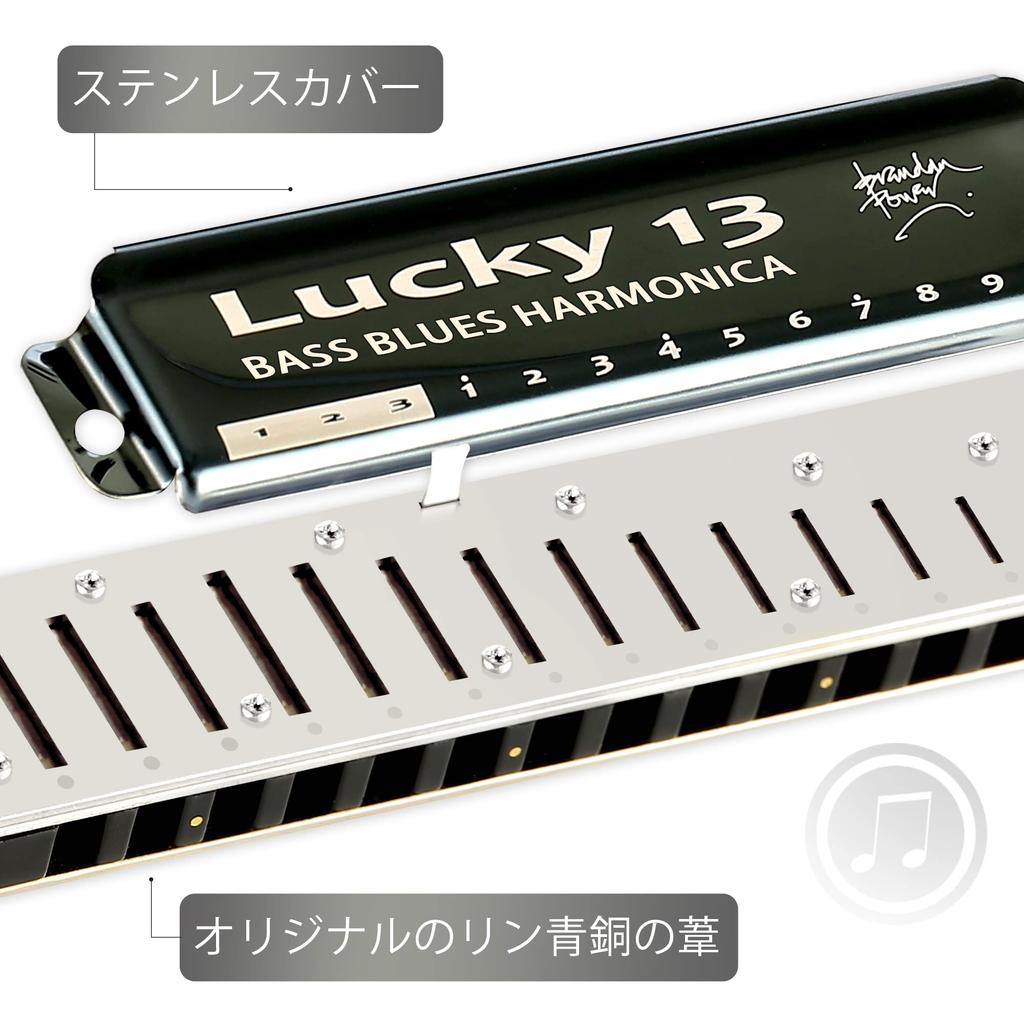 East Top Harmonica Blues Harmonica 13 Hole G Key Jazz Professional Adults Children Study Practice Brass Cover Canvas Case Lucky13 (Richter-G)