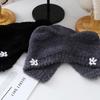 Autumn and winter cute little hand imitation rabbit plush versatile face small warm knitted hat simple small ear ear protection hat