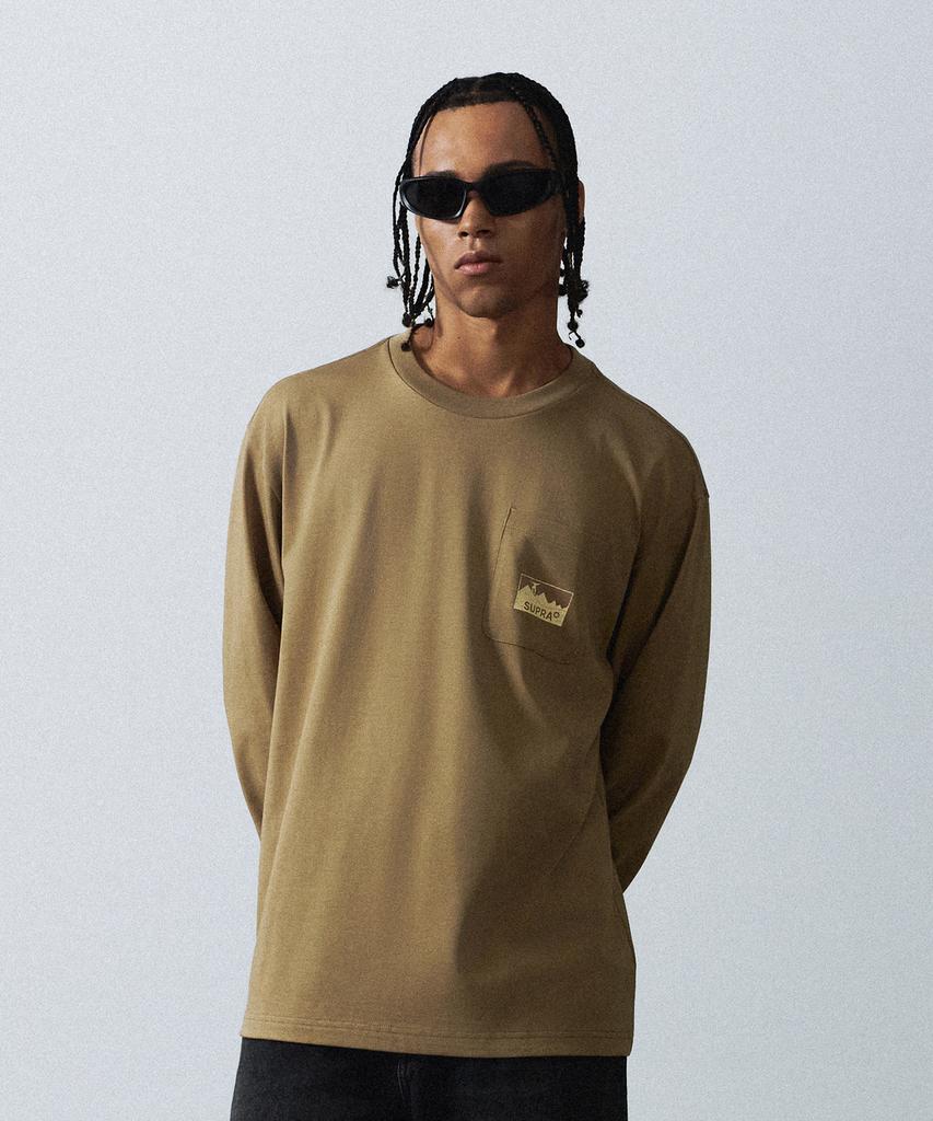 SUPRA Basic One-Pocket Long Sleeve T-Shirt (Beige)