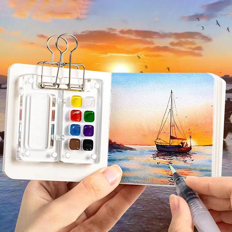 1Pc 8/15 Grids Watercolor Palette Portable Acrylic Mini Paint Box Travel Painting Watercolor Paint Tray Art Supplies