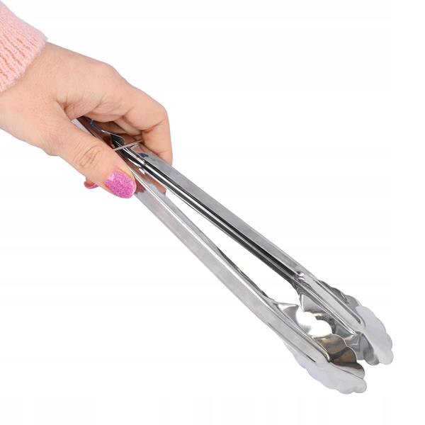 Steel Kitchen Tongs for Grilling, Frying, Salads, Meat, and Serving
