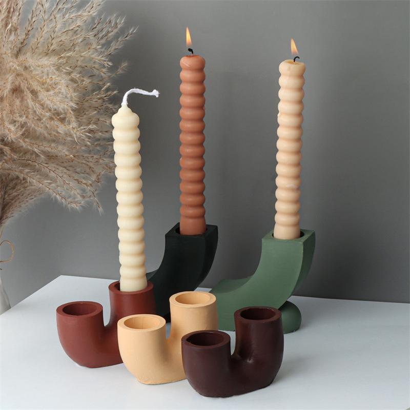 U-образный подсвечник силиконовая форма DIY ароматерапия подсвечник гипс смола капельная форма дом креативное декоративное украшение