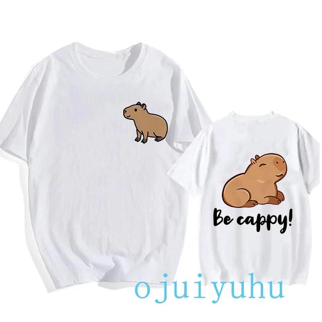 Модная футболка с капибарой для мужчин/женщин, футболка европейского размера, забавные футболки с капибарой в стиле Харадзюку, топы с мультяшным манга Y2k 90-х годов, гранж-футболка, одежда