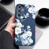 Матовый чехол для телефона с цветочным узором и текстурой из кожи для Samsung S25 Ultra S24 FE S23 S22 A36 A56 A16 A55 A26 A15 A35, тонкий противоударный мягкий чехол-накладка из ТПУ