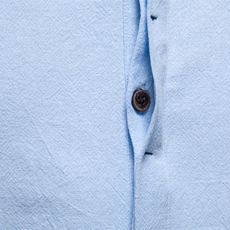 Gant 2025 Summer New Embroidered Business Casual Shirt Men's Short Sleeved Cotton Linen Shirt Stand Collar Cotton Shirt
